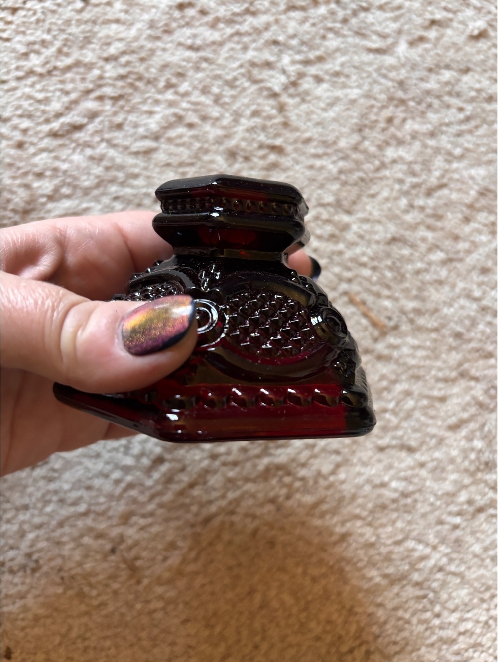 Vintage Avon Cape Cod ruby red 1876 candle holder set of two new in box